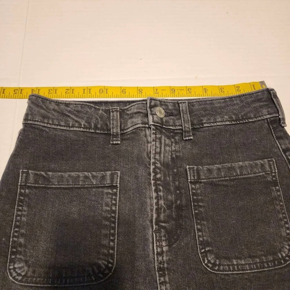 Gap black denim pencil skirt sz 0 / 25 front slit pockets